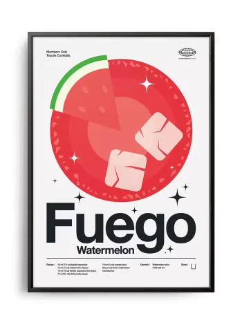Mid-century modern Fuego Watermelon Cocktail poster