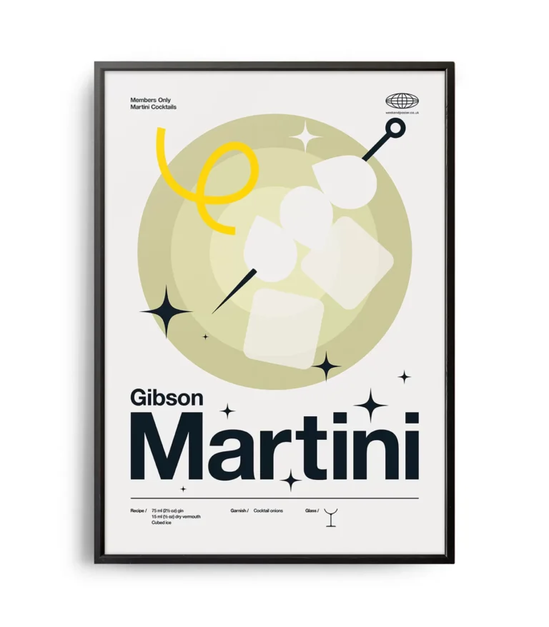 Mid-century modern Gibson Martini Cocktail poster