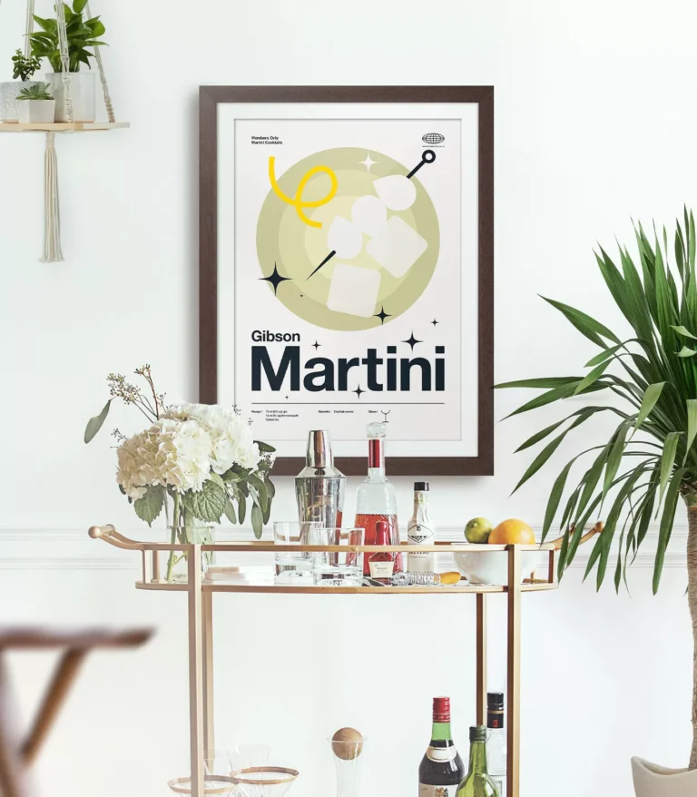 Mid-century modern Gibson Martini Cocktail poster