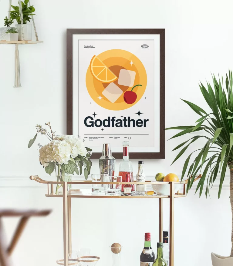 Mid-century modern Godfather Cocktail poster
