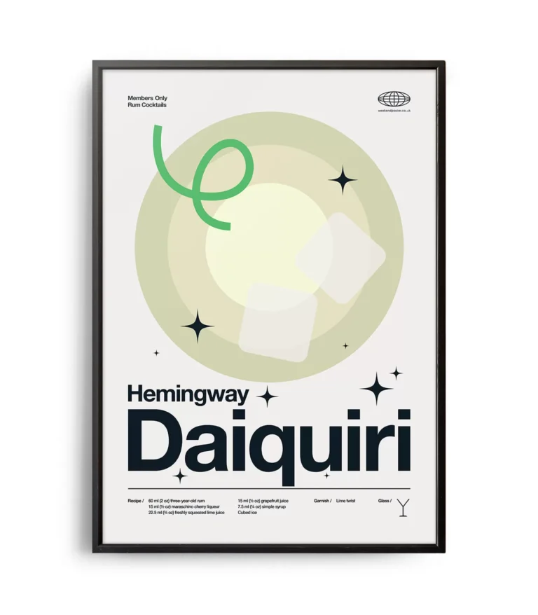 Mid-century modern Hemingway Daiquiri Cocktail poster
