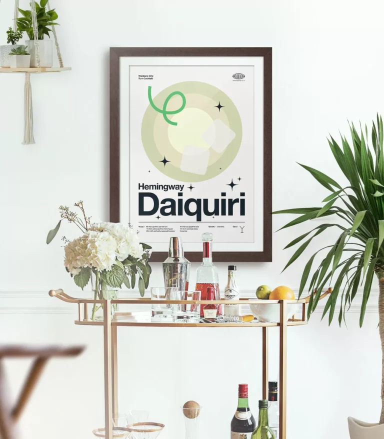 Mid-century modern Hemingway Daiquiri Cocktail poster