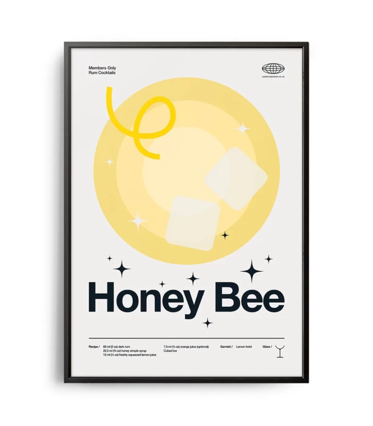 Mid-century modern Honey Bee Cocktail poster