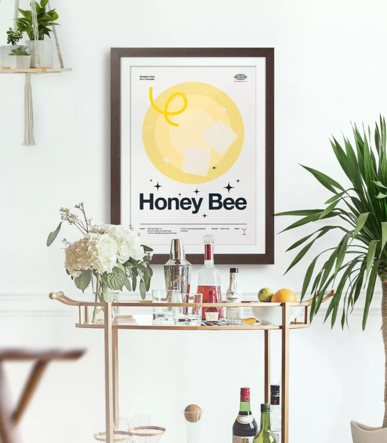 Mid-century modern Honey Bee Cocktail poster