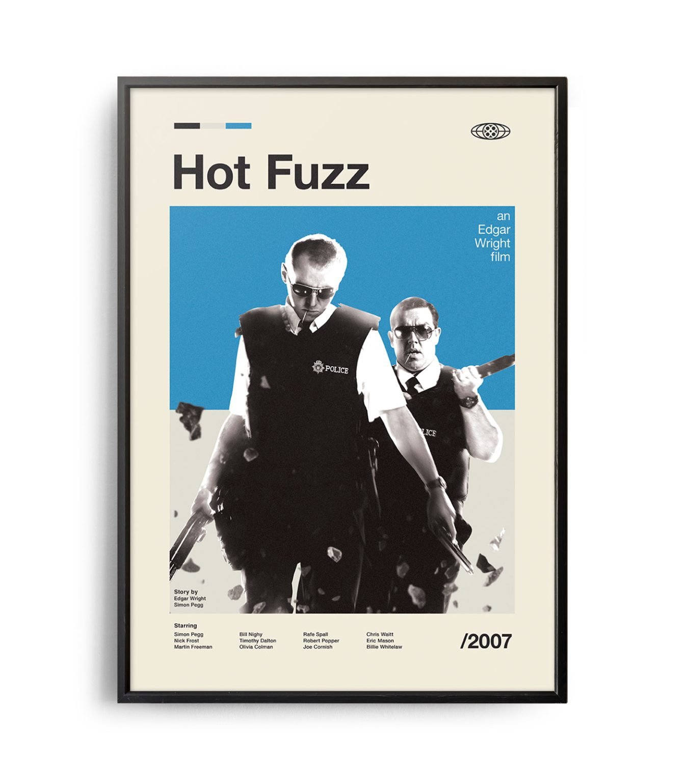 Mid-century modern Hot Fuzz movie poster - Weekend Poster