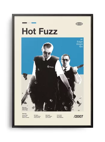 Mid-century modern Hot Fuzz movie poster