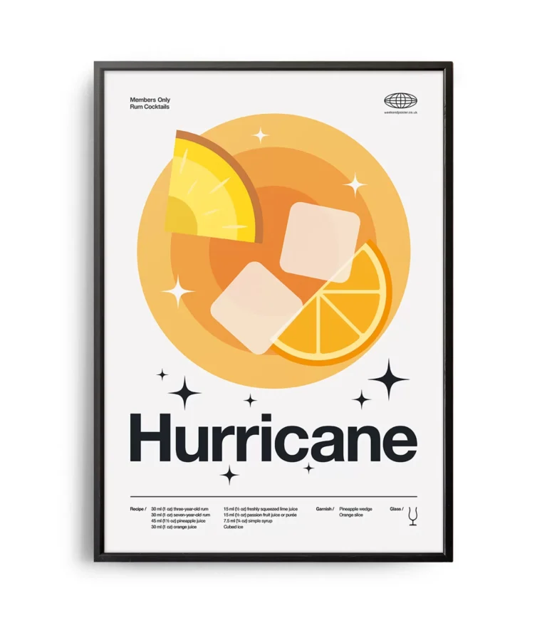 Mid-century modern Hurricane Cocktail poster