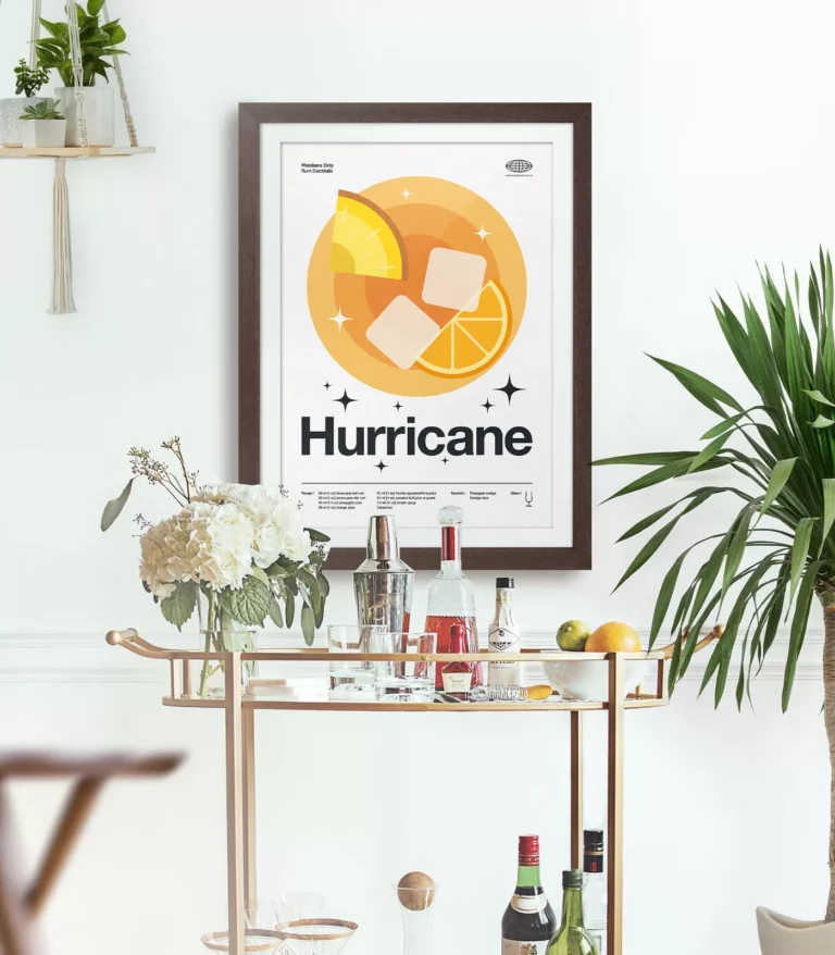Mid-century modern Hurricane Cocktail poster