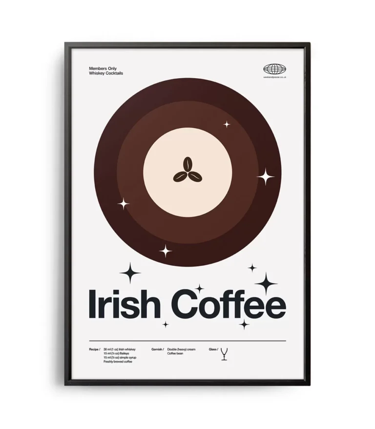 Mid-century modern Irish Coffee Cocktail poster