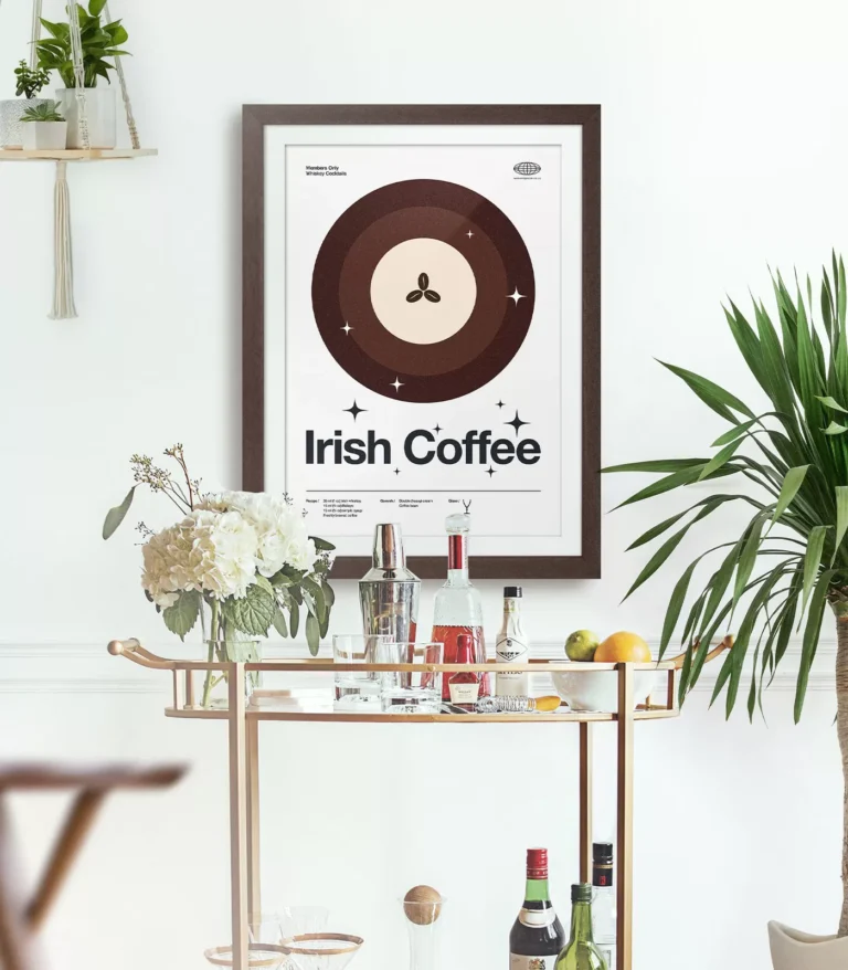 Mid-century modern Irish Coffee Cocktail poster