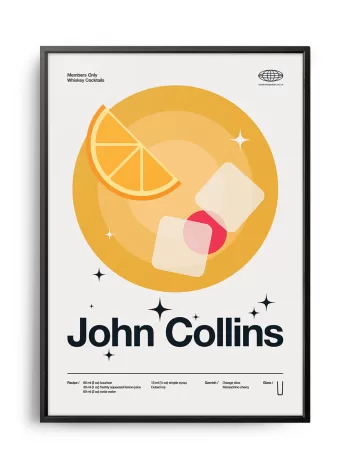 Mid-century modern John Collins Cocktail poster