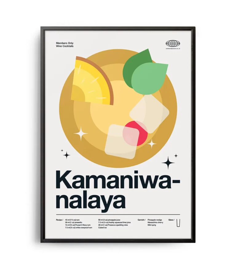 Mid-century modern Kamaniwanalaya Cocktail poster