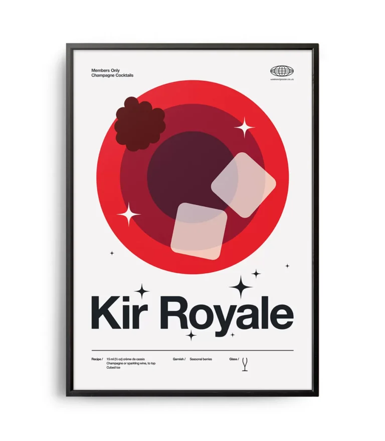 Mid-century modern Kir Royale Cocktail poster