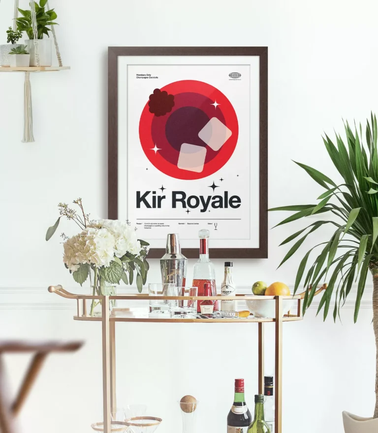 Mid-century modern Kir Royale Cocktail poster