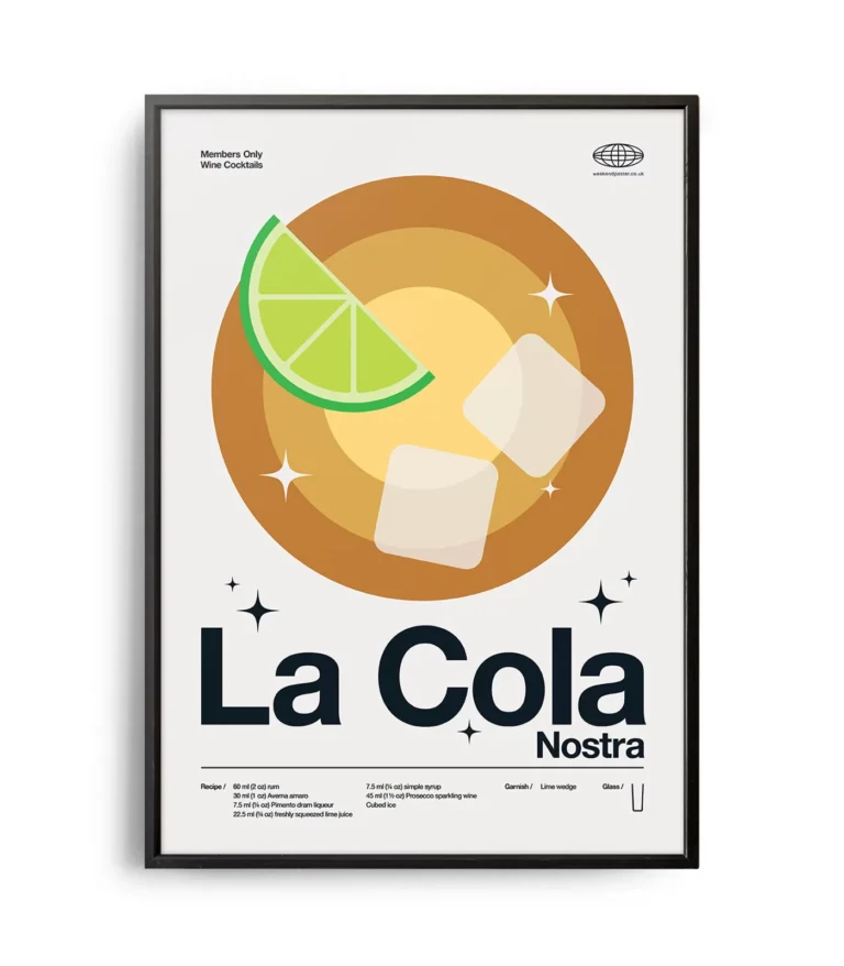 Mid-century modern La Cola Nostra Cocktail poster