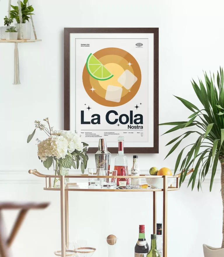 Mid-century modern La Cola Nostra Cocktail poster