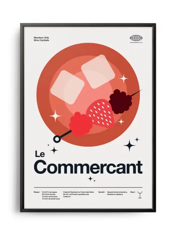 Mid-century modern Le Commercant Cocktail poster