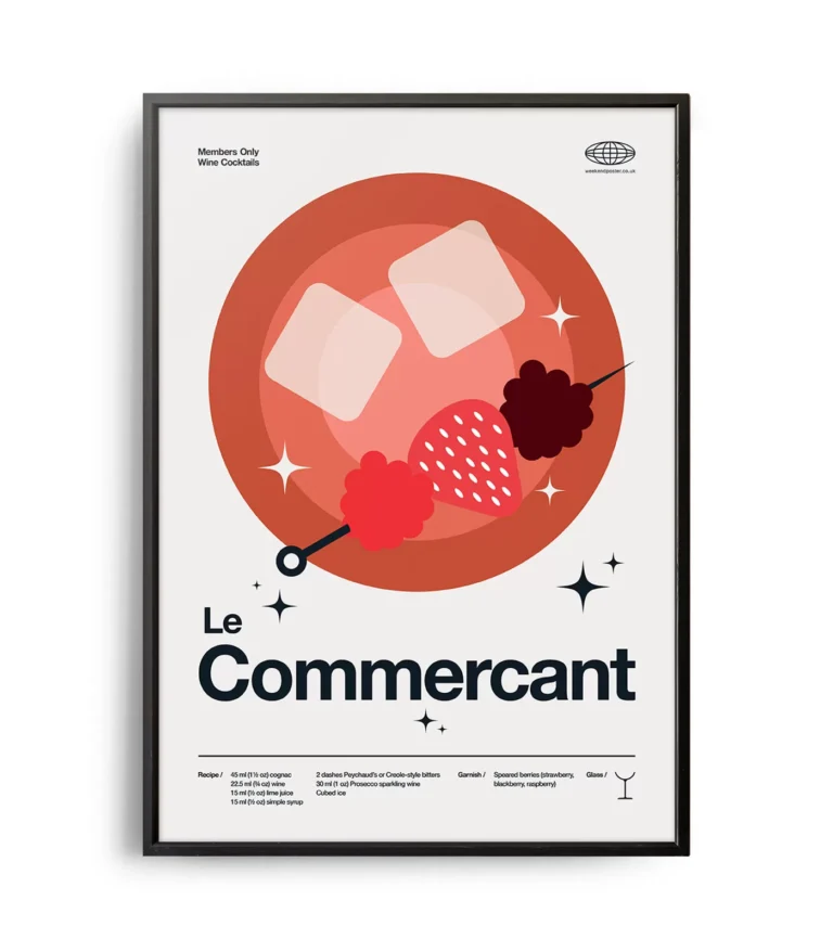 Mid-century modern Le Commercant Cocktail poster