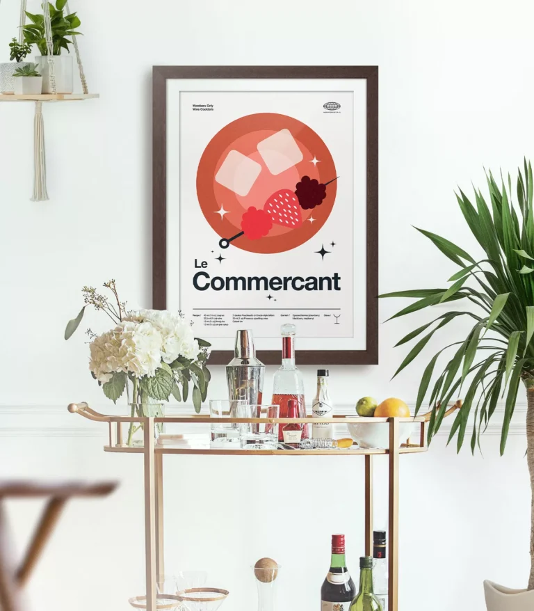 Mid-century modern Le Commercant Cocktail poster