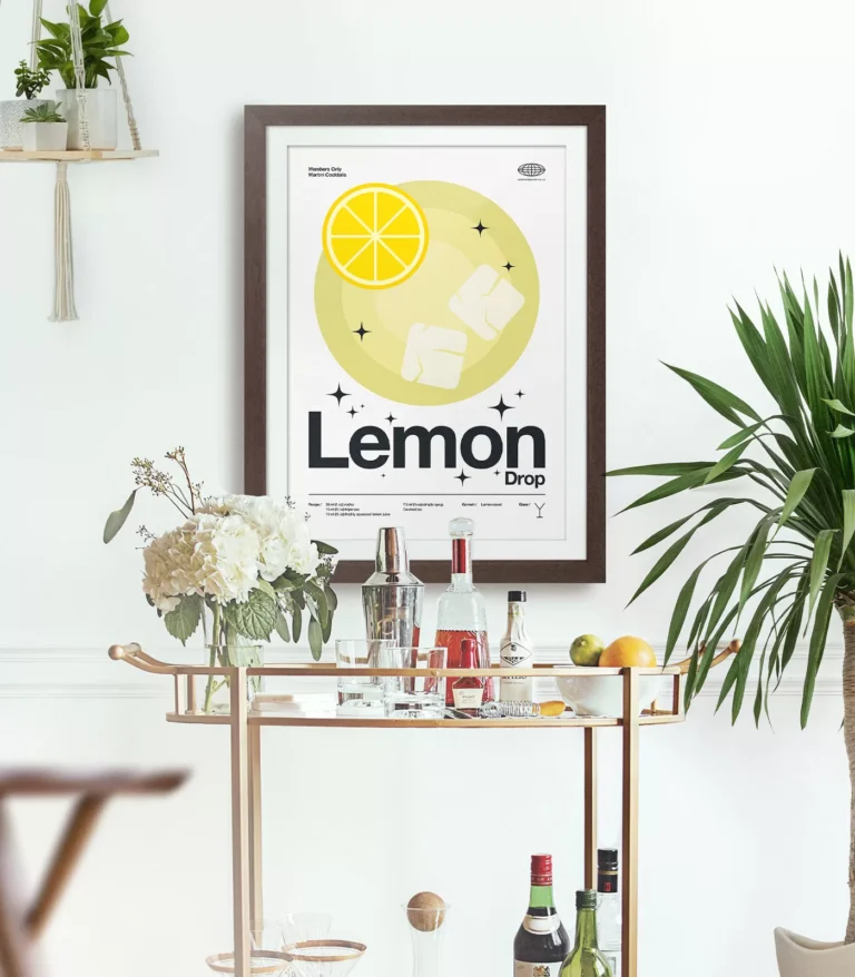 Mid-century modern Lemon Drop Cocktail poster