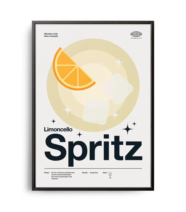 Mid-century modern Limoncello Spritz Cocktail poster