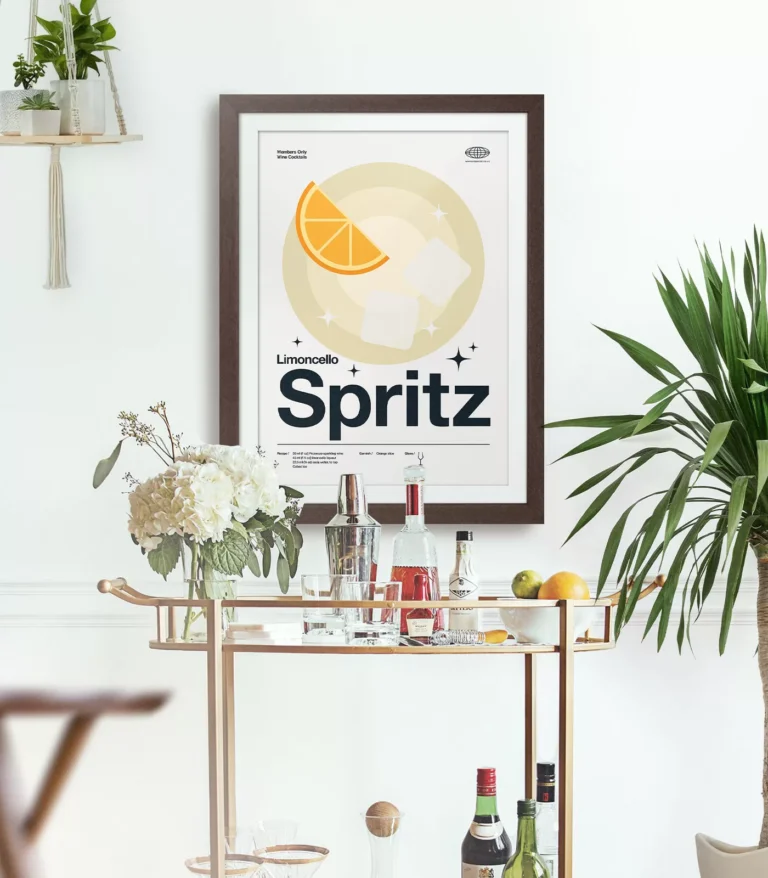 Mid-century modern Limoncello Spritz Cocktail poster