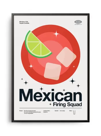 Mid-century modern Mexican Firing Squad Cocktail poster