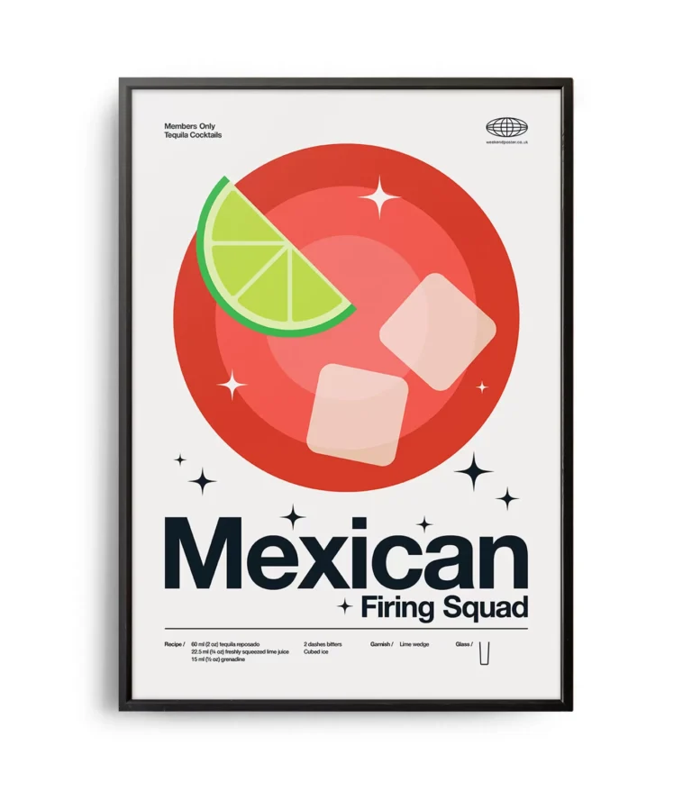 Mid-century modern Mexican Firing Squad Cocktail poster