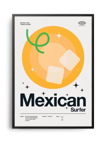 Mid-century modern Mexican Surfer Cocktail poster