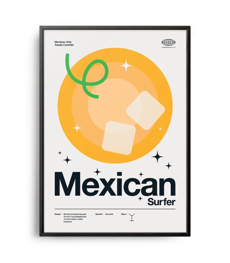 Mid-century modern Mexican Surfer Cocktail poster