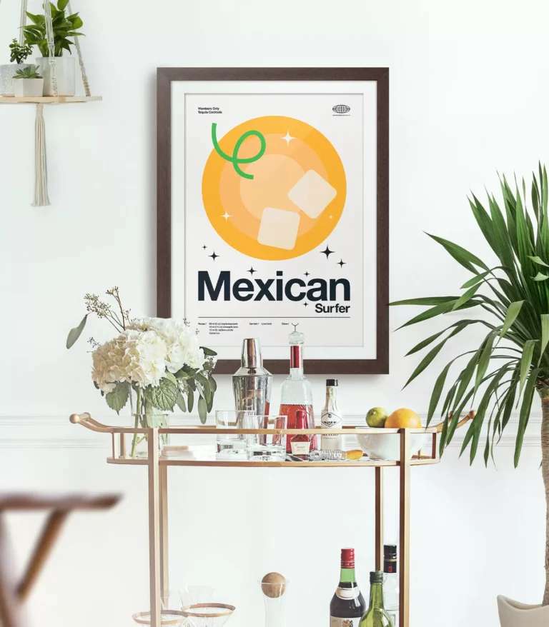 Mid-century modern Mexican Surfer Cocktail poster