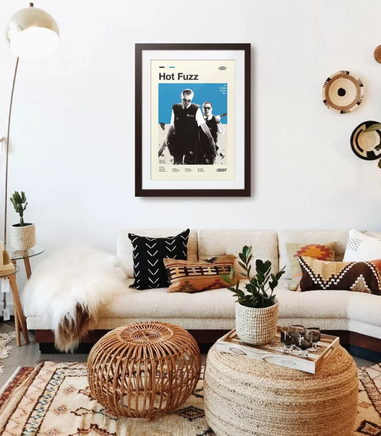 Mid-century modern Hot Fuzz movie poster
