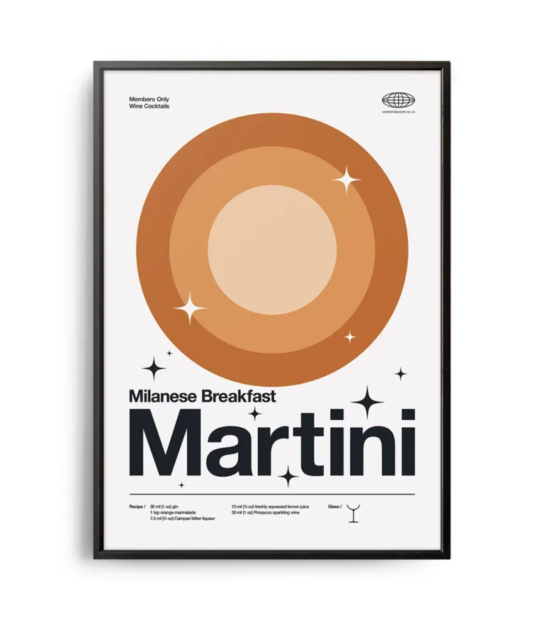 Mid-century modern Milanese Breakfast Martini Cocktail poster