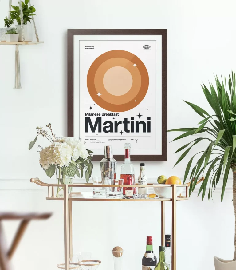 Mid-century modern Milanese Breakfast Martini Cocktail poster