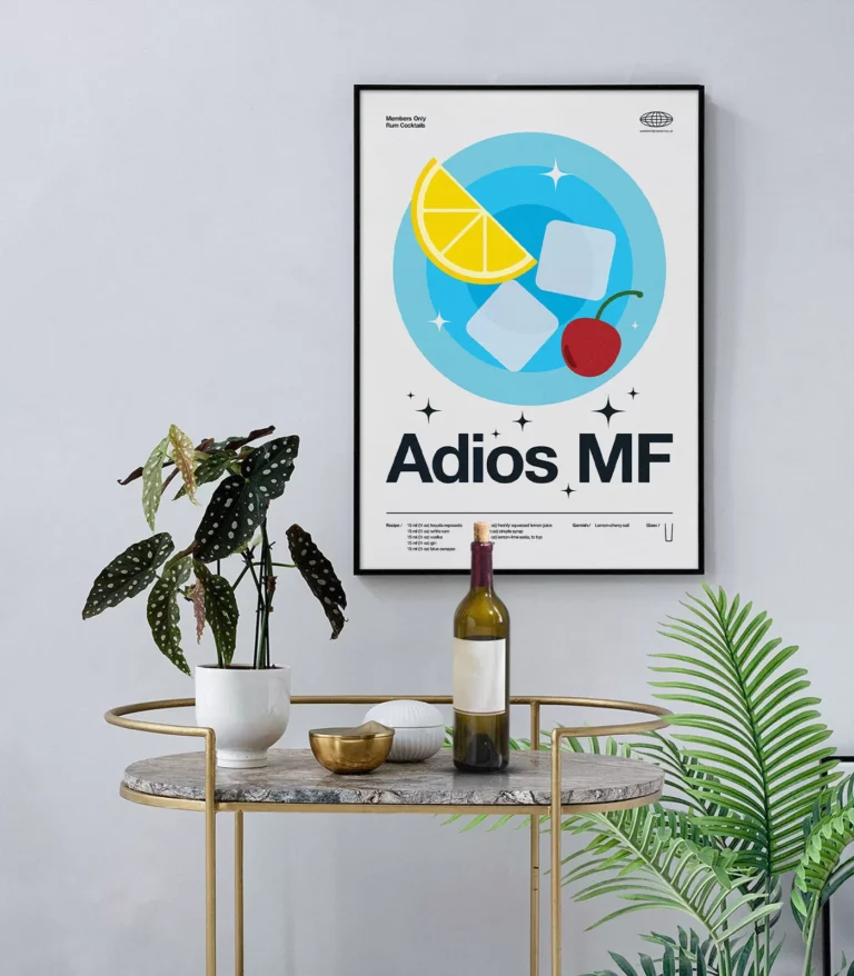 Mid-century modern Adios MF Cocktail poster