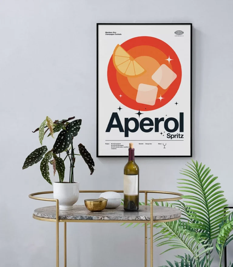 Mid-century modern Aperol Spritz Cocktail poster