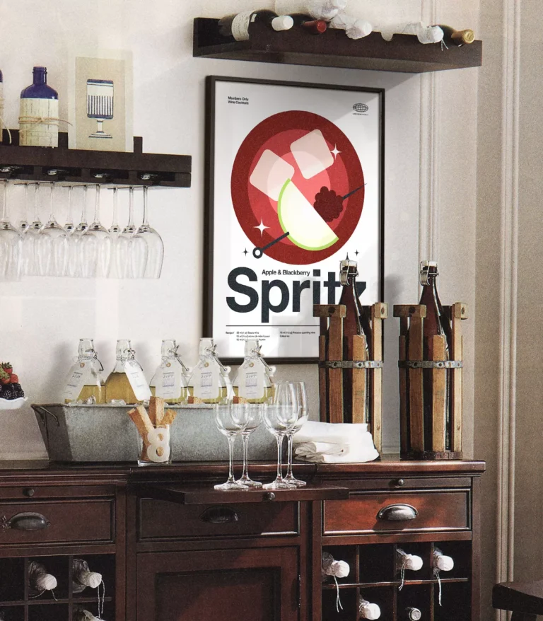 Mid-century modern Apple & Blackberry Spritz Cocktail poster