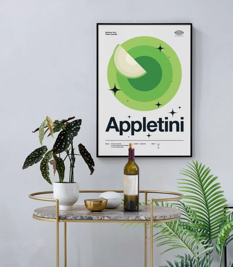 Mid-century modern Appletini Cocktail poster