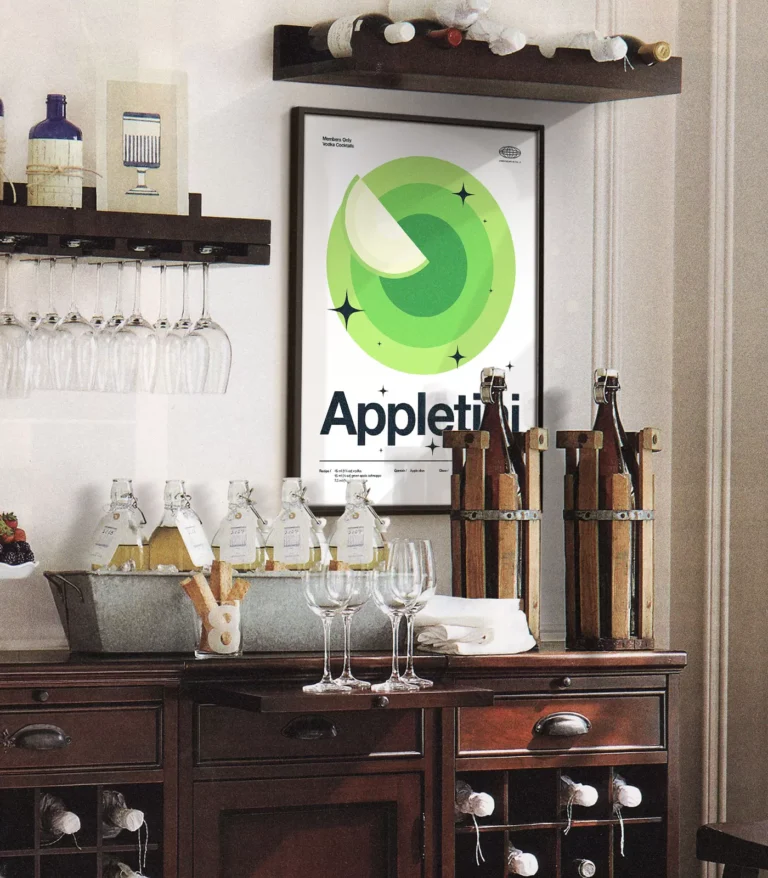 Mid-century modern Appletini Cocktail poster