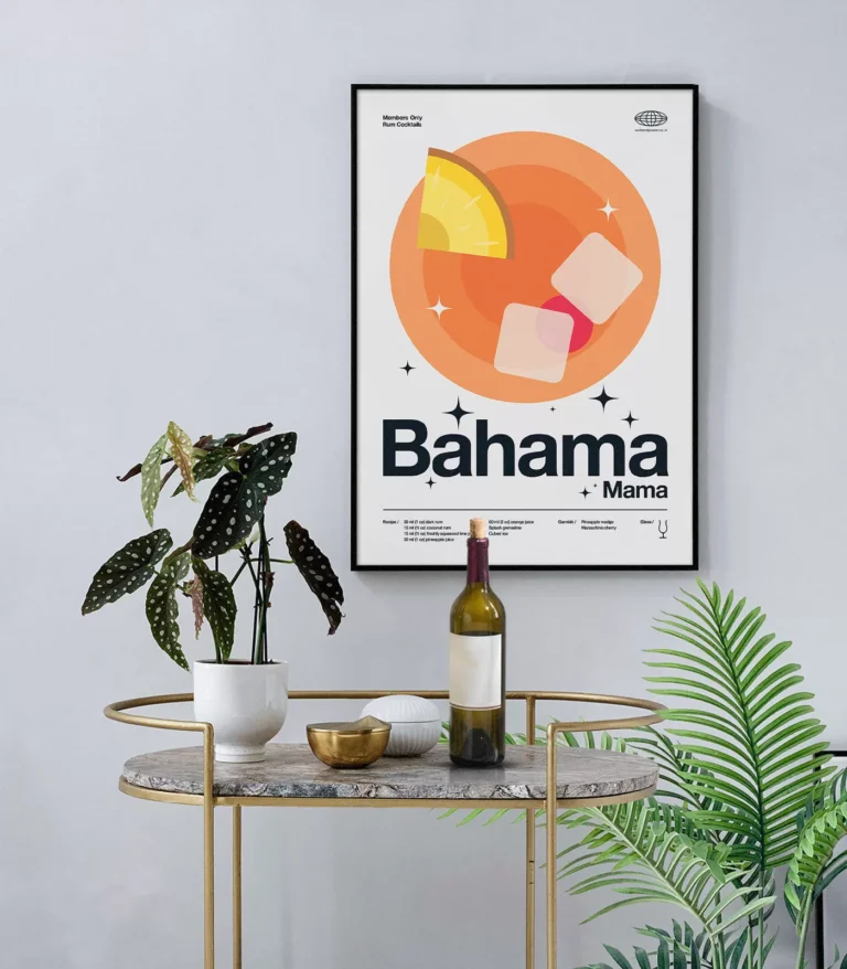 Mid-century modern Bahama Mama Cocktail poster