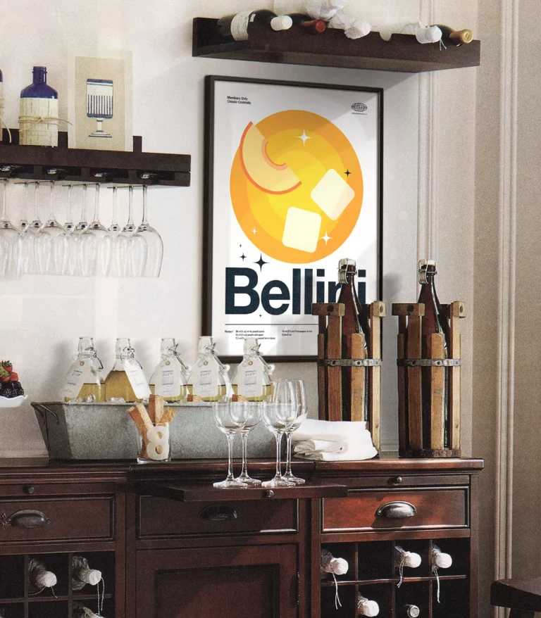 Mid-century modern Bellini Cocktail poster