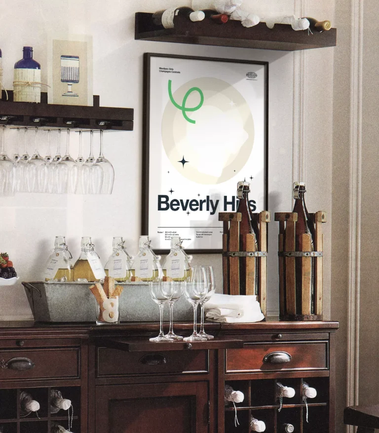 Mid-century modern Beverly Hills Iced Tea Cocktail poster