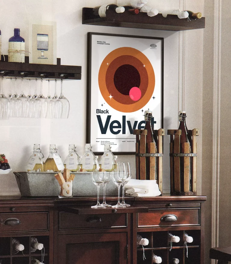 Mid-century modern Black Velvet Cocktail poster