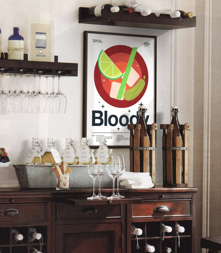 Mid-century modern Bloody Mary Cocktail poster