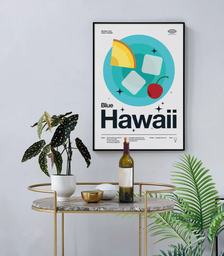 Mid-century modern Blue Hawaii Cocktail poster