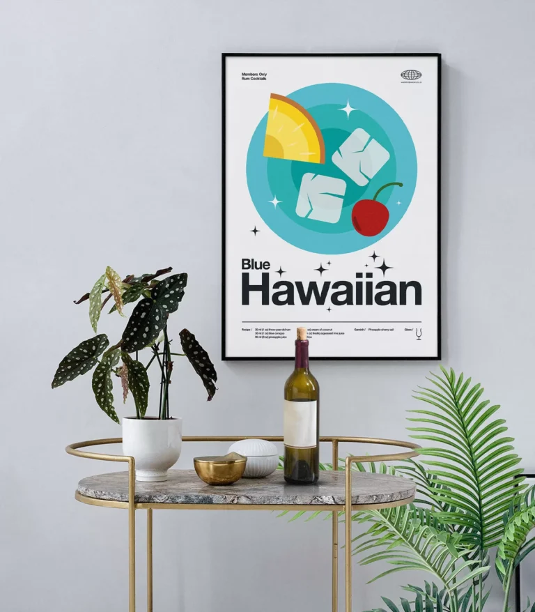 Mid-century modern Blue Hawaiian Cocktail poster