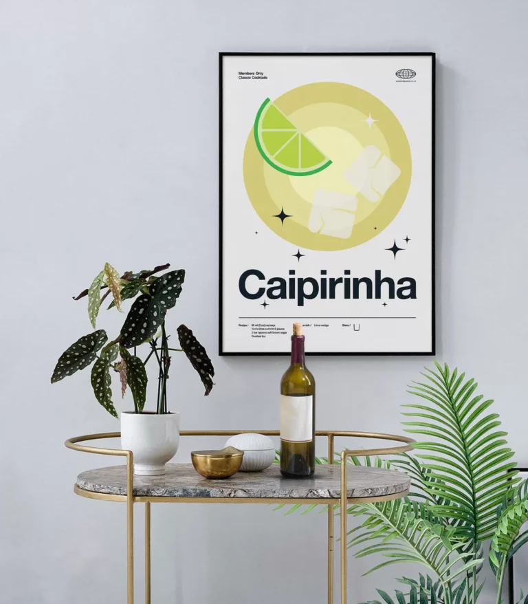 Mid-century modern Caipirinha Cocktail poster