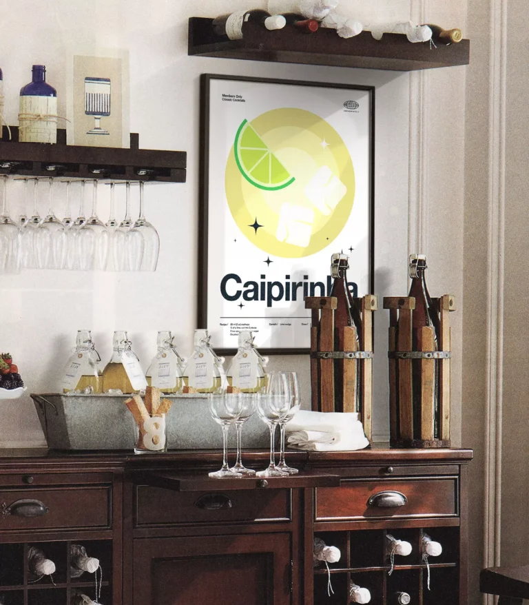 Mid-century modern Caipirinha Cocktail poster