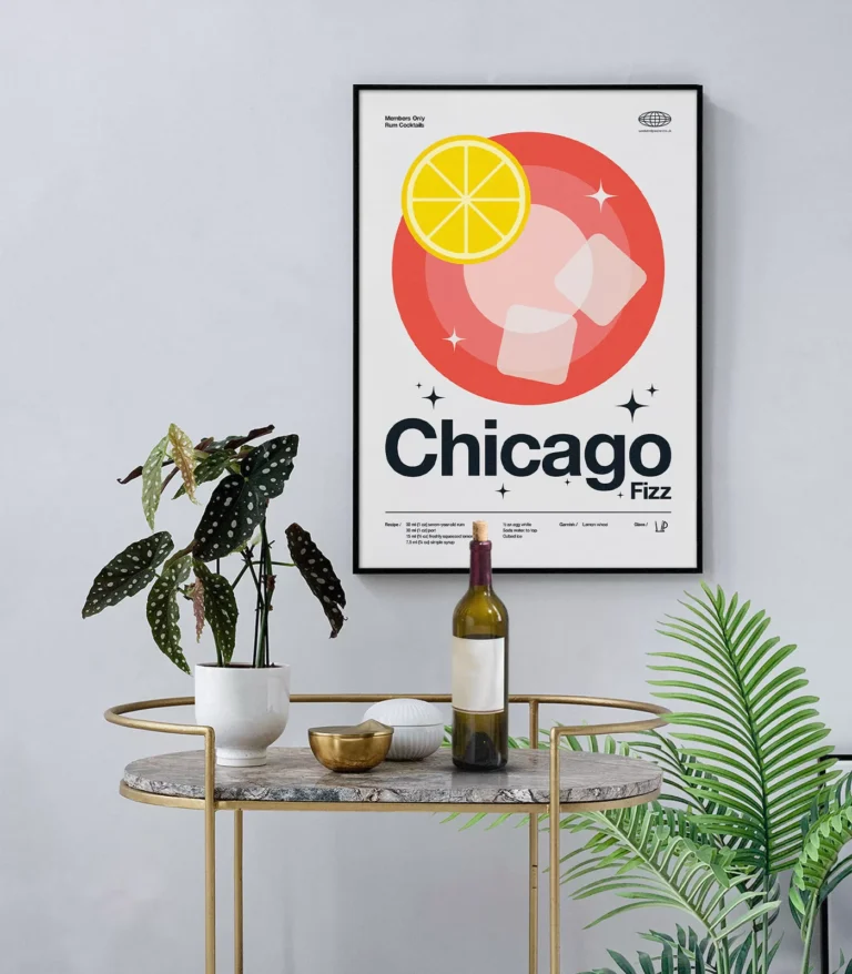 Mid-century modern Chicago Fizz Cocktail poster