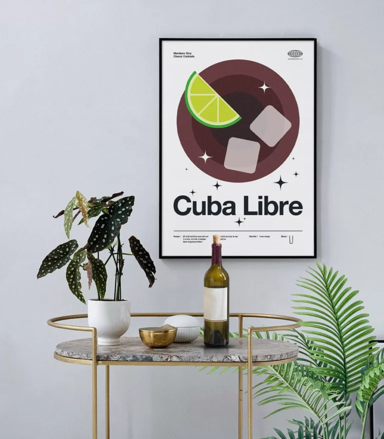 Mid-century modern Cuba Libre Cocktail poster